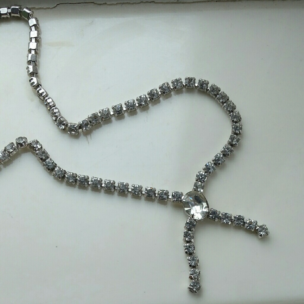 Rhinestone Bolo Tie Choker Necklace